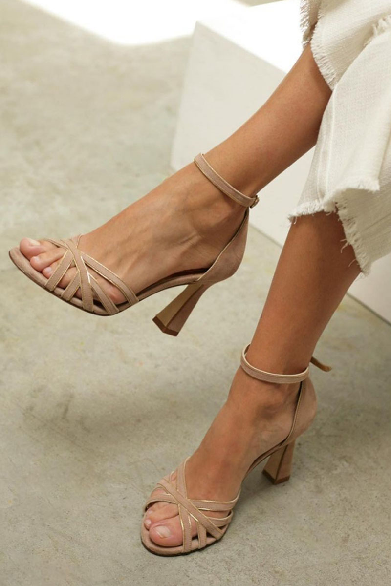 Elviera™ | Round Toe Patchwork Sandals with Thin Heel