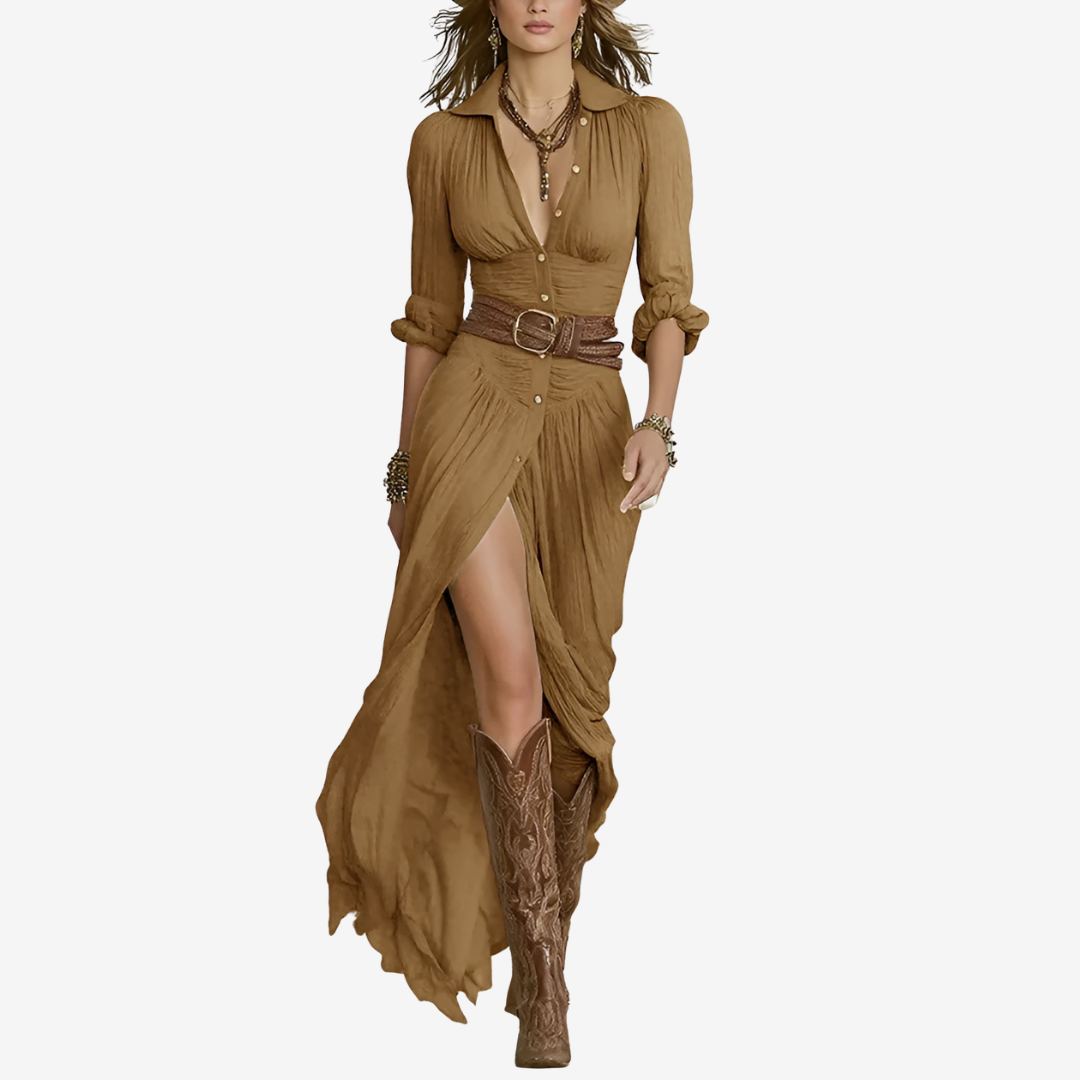 Evely™ Maxi Fluid Belted Dress