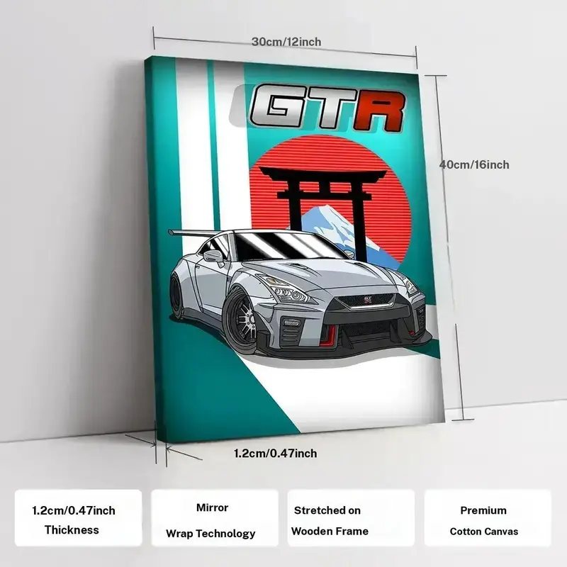 Wooden-Framed Exotic Car Canvas