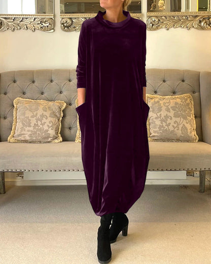 Sienna™ - Elegant Velvet Pocketed Autumn Dress