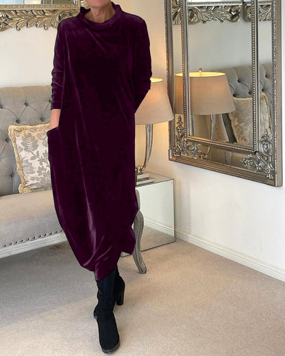 Sienna™ - Elegant Velvet Pocketed Autumn Dress