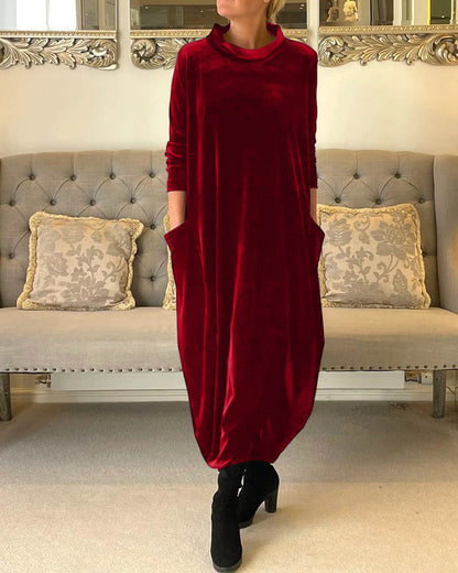 Sienna™ - Elegant Velvet Pocketed Autumn Dress