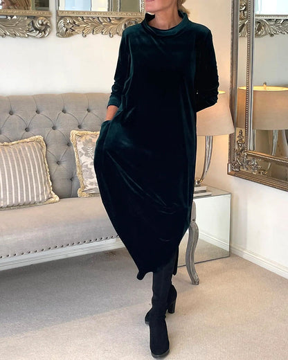 Sienna™ - Elegant Velvet Pocketed Autumn Dress