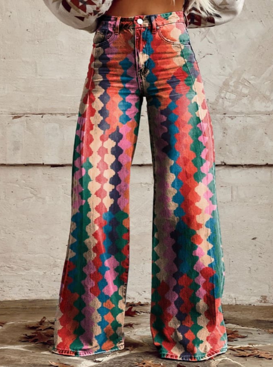 VINTAGE VIBES | Elegant Bohemian Wide-Leg Pants