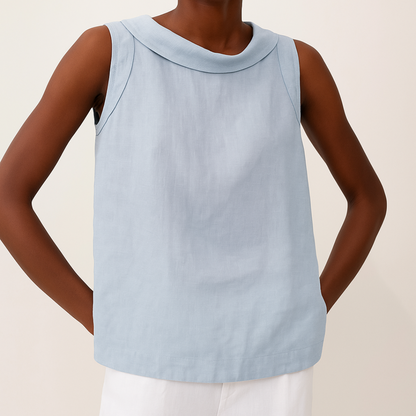 Clara – Sleeveless Roll Collar Top