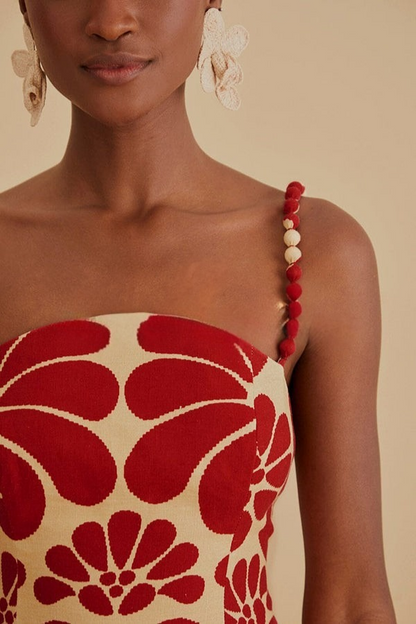 Vivid Dreams Unique Ethnic Print Slip Midi Dress