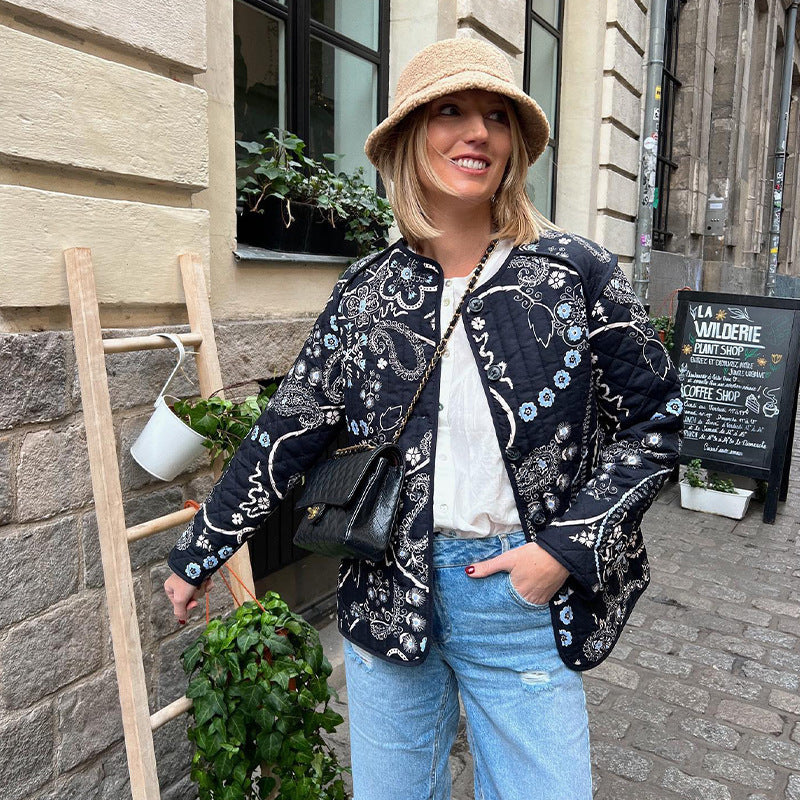 Luna™ - Vintage Floral Quilted Cotton Coat
