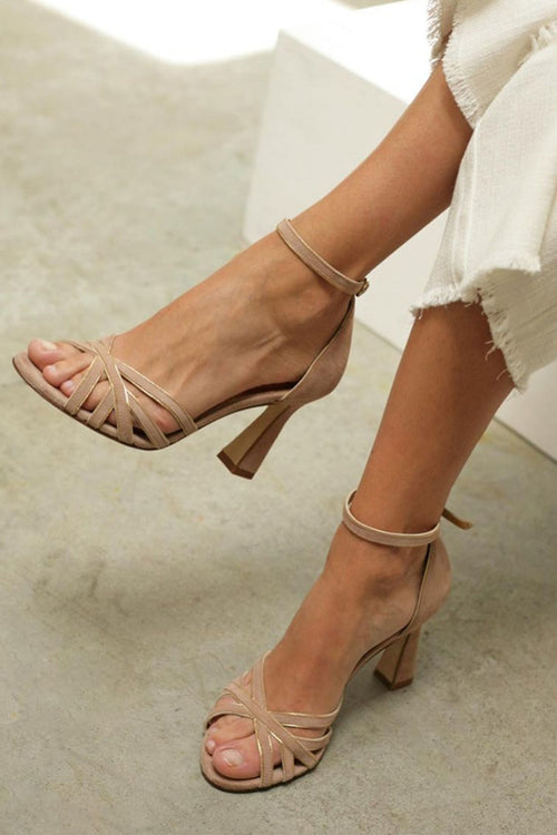 Elviera™ | Round Toe Patchwork Sandals with Thin Heel