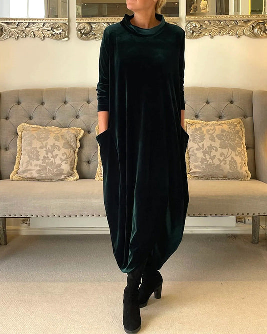 Sienna™ - Elegant Velvet Pocketed Autumn Dress