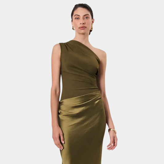 Aeida | One-Shoulder Satin Maxi Dress