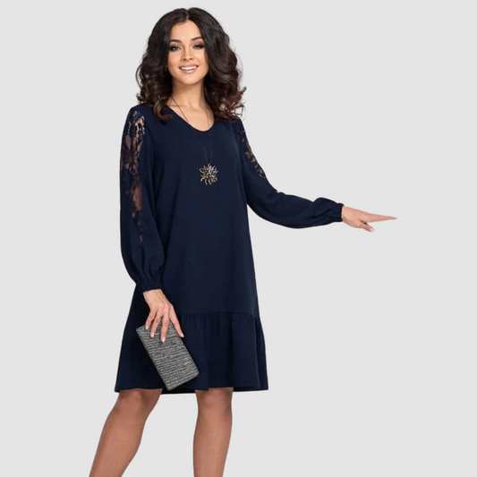 Lowqui | Lace-Sleeve Midi Dress