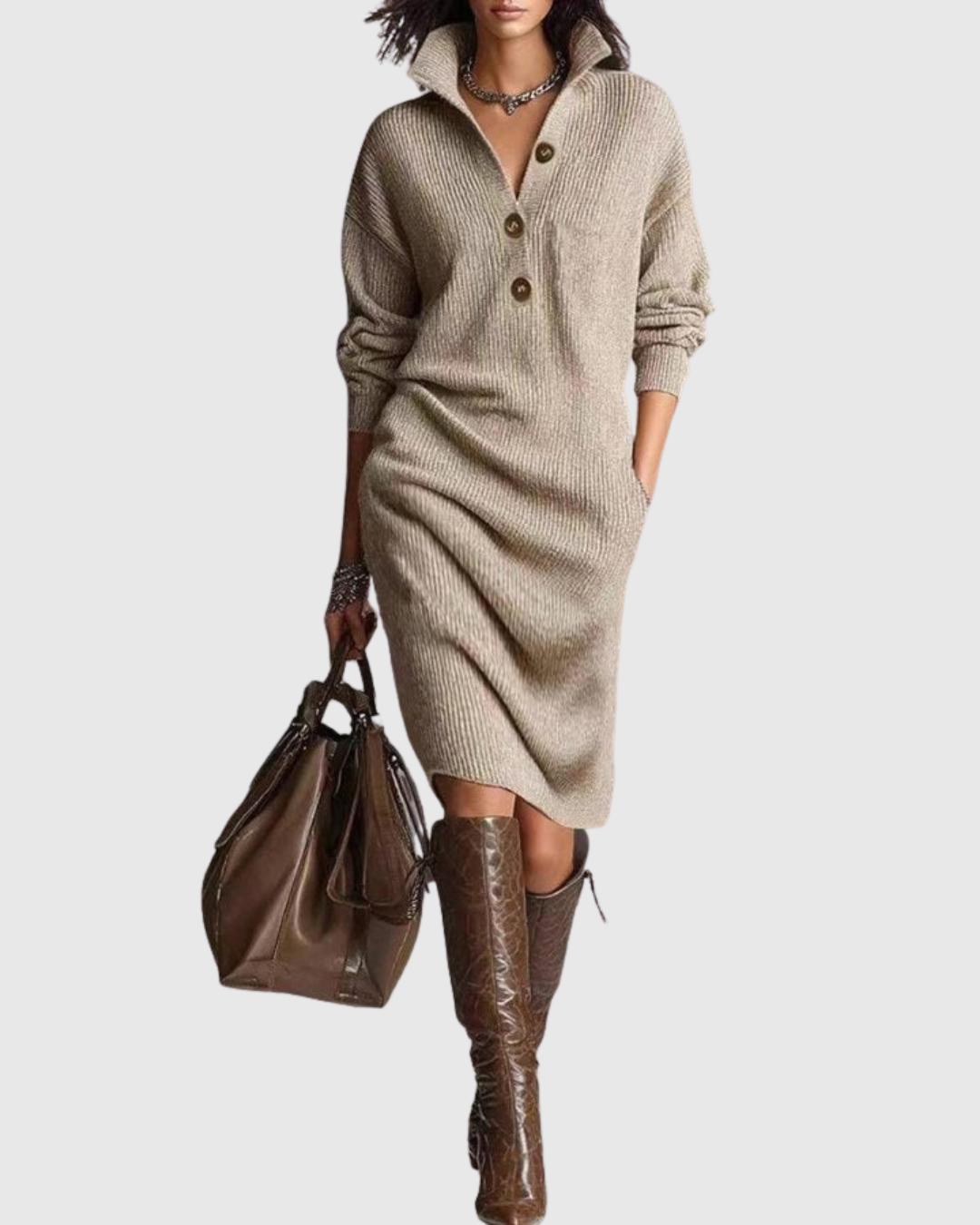 Ariell | Pure Wool Winter Knit Midi Dress