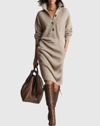 Ariell | Pure Wool Winter Knit Midi Dress