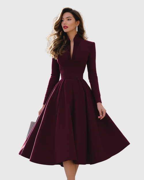 Aveina | V-Neck Midi Dress
