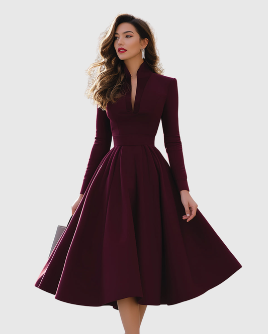 Aveina | V-Neck Midi Dress