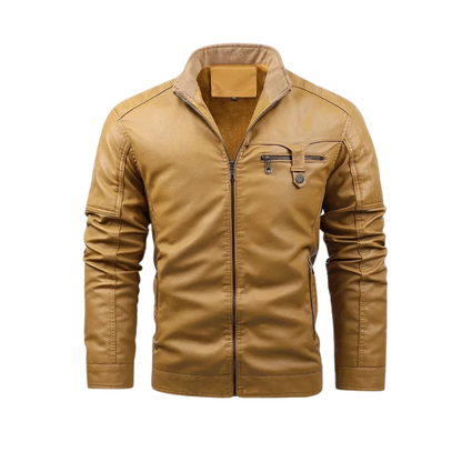 Retro Fleece Lined Leather Jacket