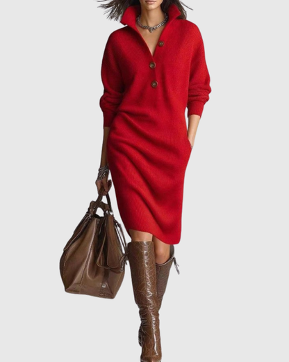 Ariell | Pure Wool Winter Knit Midi Dress