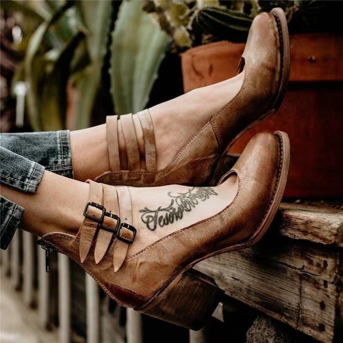 Sophia™ | Vintage Leather Block Heel