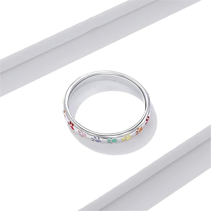 Sterling Silver Ring with Paw Print Design
