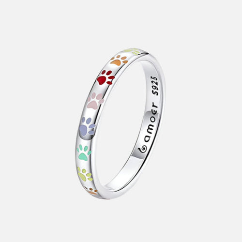 Sterling Silver Ring with Paw Print Design