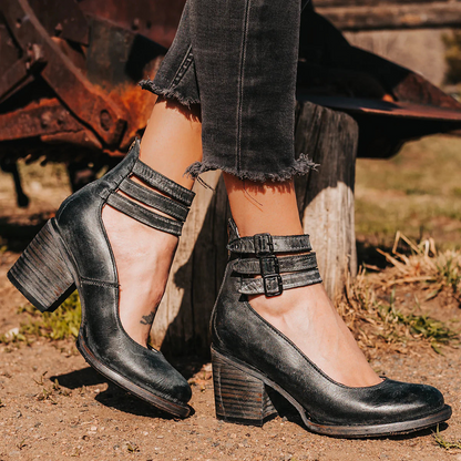 Sophia™ | Vintage Leather Block Heel
