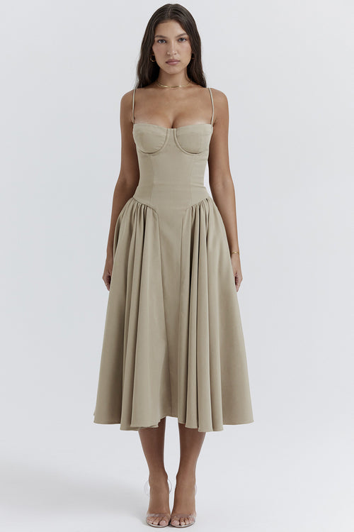 SLEEVELESS CORSET MIDI DRESS – ELEGANT ESSENCE