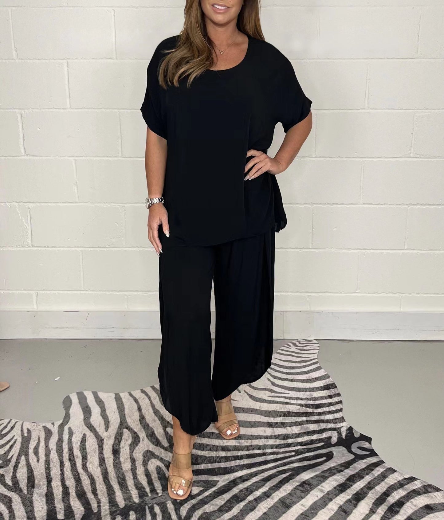 Global Allure: Classic Grace Top and Trousers Set