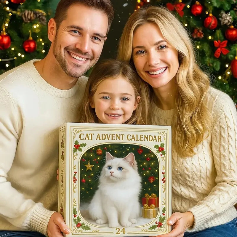 Festive Advent Calendar with 24 Cheerful Cats