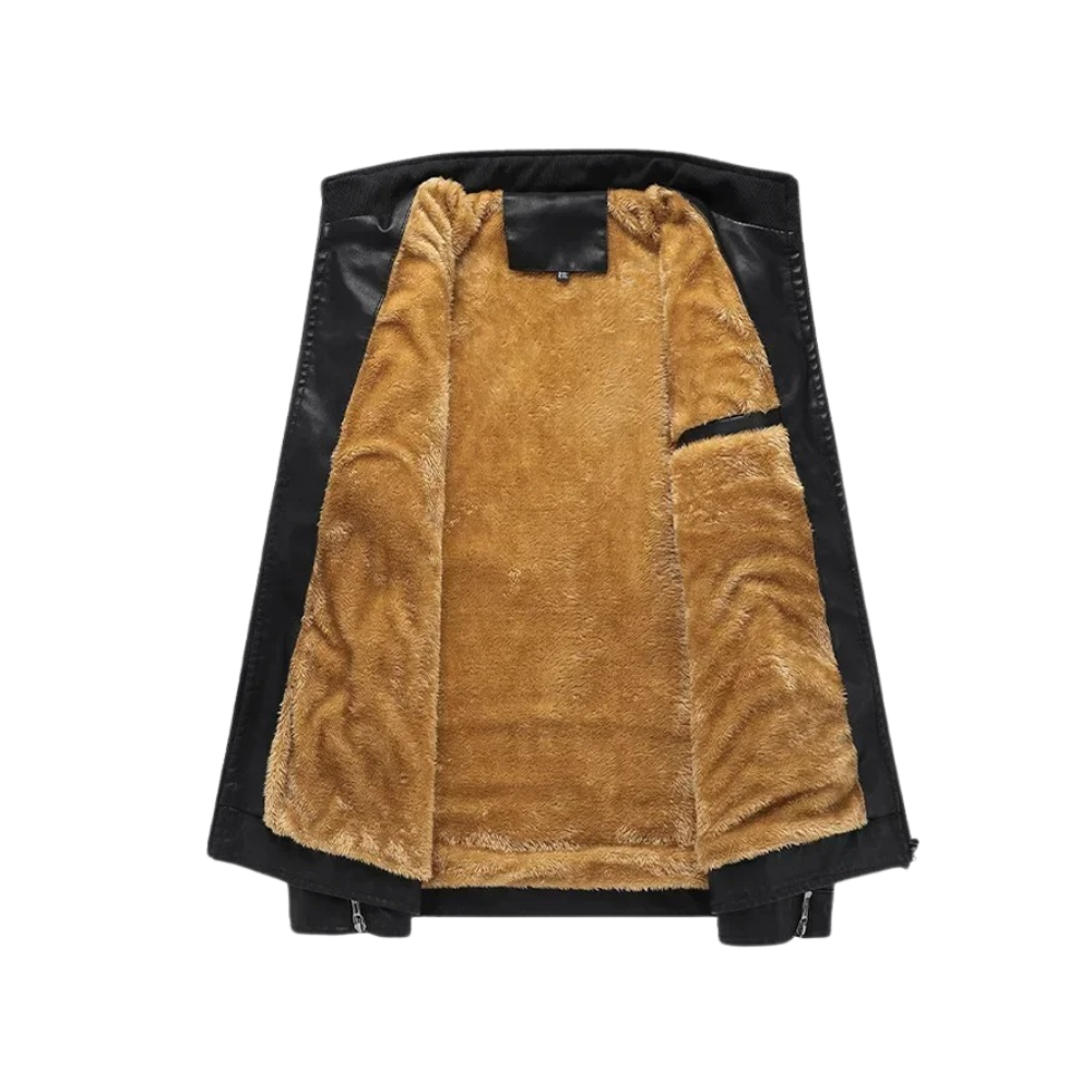 Retro Fleece Lined Leather Jacket