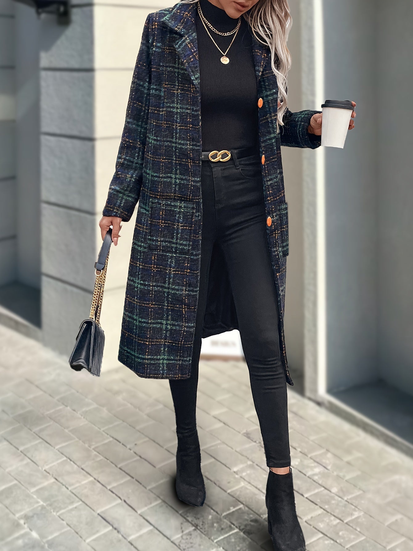 Mavery – Elegant Plaid Coat