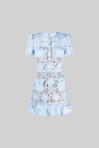 Azure Blossom™ - Floral Mini Dress