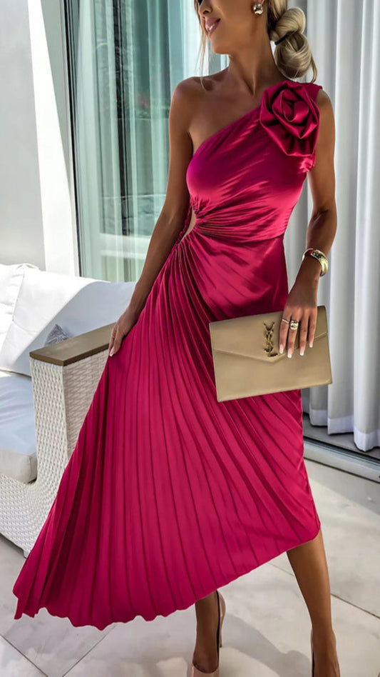Lizel - Floral Shoulder Pleated