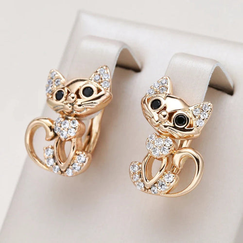 Elegant Earrings with Zirconia Kitty