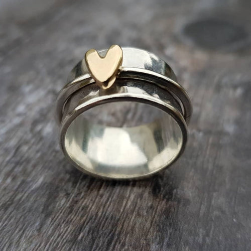 Vintage Heart Ring in Gold with Silver