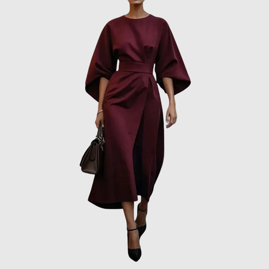 Edra | Satin Feel Batwing Sleeve Maxi Dress
