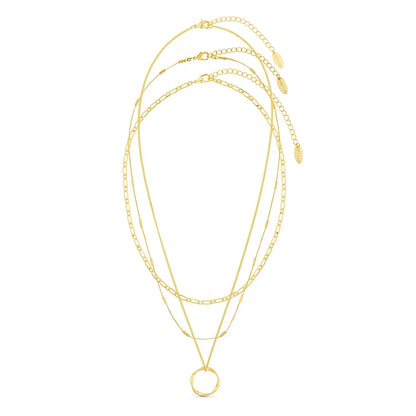 Three-row necklace with open circle
