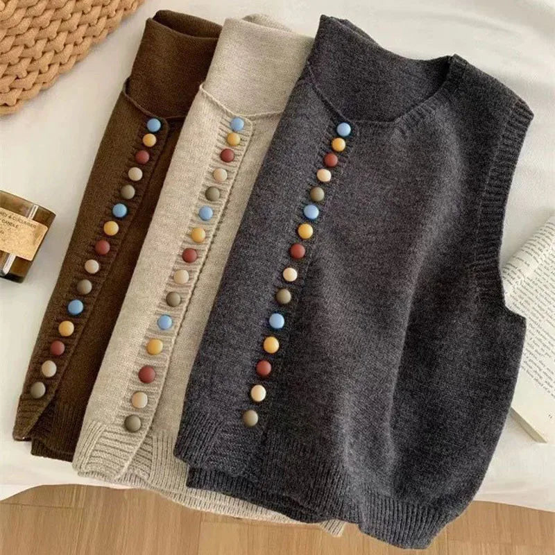 Mari™ - Color-Button Knit Vest