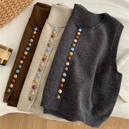 Mari™ - Color-Button Knit Vest