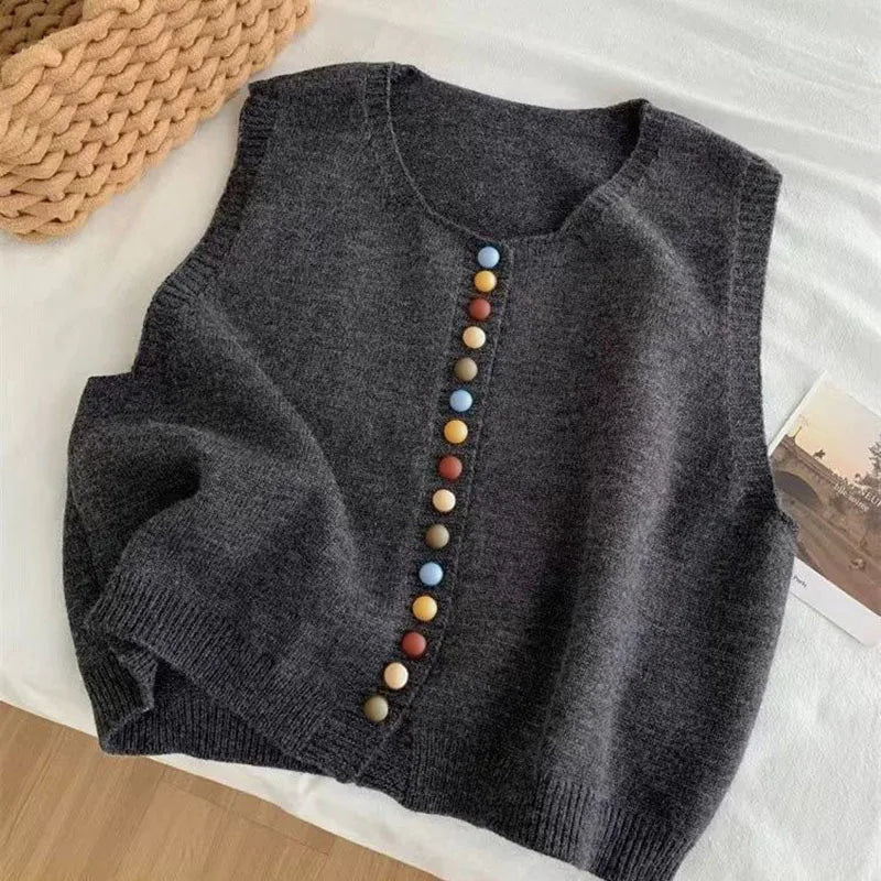 Mari™ - Color-Button Knit Vest