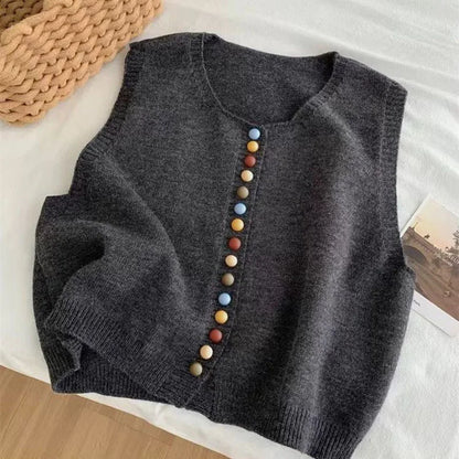 Mari™ - Color-Button Knit Vest