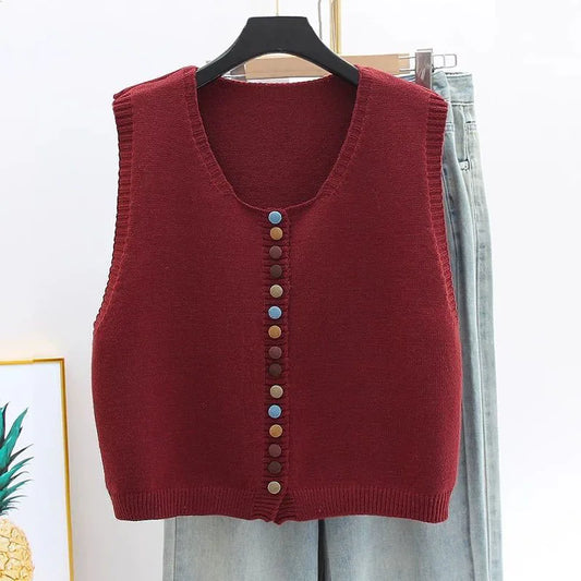 Mari™ - Color-Button Knit Vest