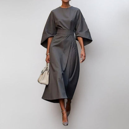 Edra | Satin Feel Batwing Sleeve Maxi Dress