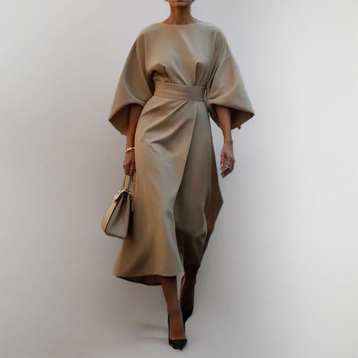 Edra | Satin Feel Batwing Sleeve Maxi Dress