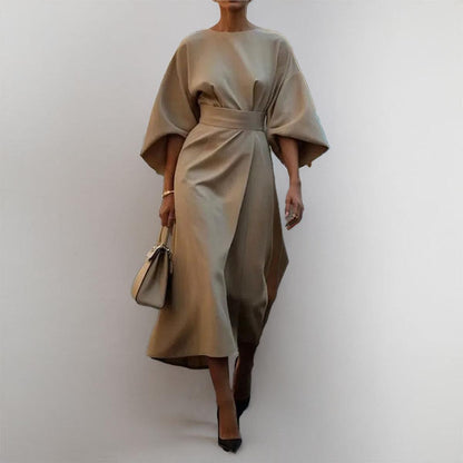 Edra | Satin Feel Batwing Sleeve Maxi Dress