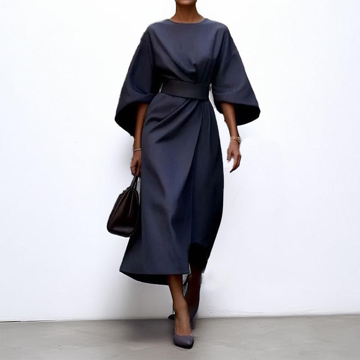 Edra | Satin Feel Batwing Sleeve Maxi Dress