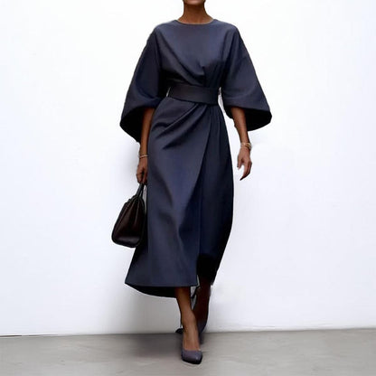 Edra | Satin Feel Batwing Sleeve Maxi Dress