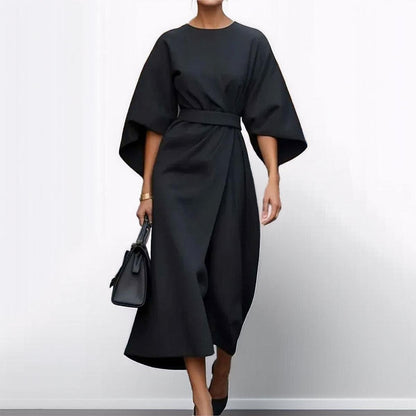 Edra | Satin Feel Batwing Sleeve Maxi Dress