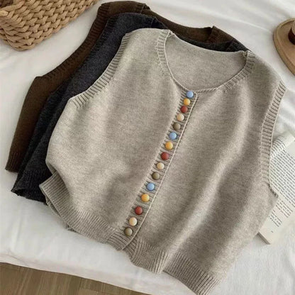 Mari™ - Color-Button Knit Vest