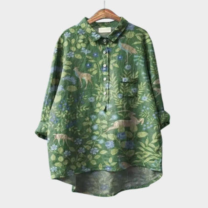 LUCIANA | Oversized Blouse with Stylized Cats and Unique Comfort for Every Day