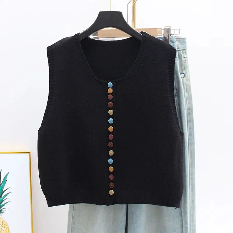 Mari™ - Color-Button Knit Vest